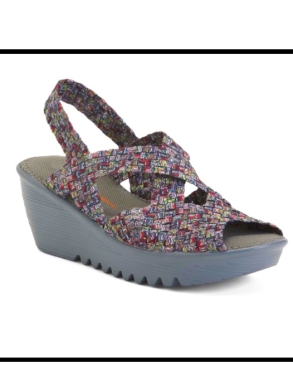 bernie mev. Brighton Multicolor Woven Slingback Wedge size 38 EU NEW